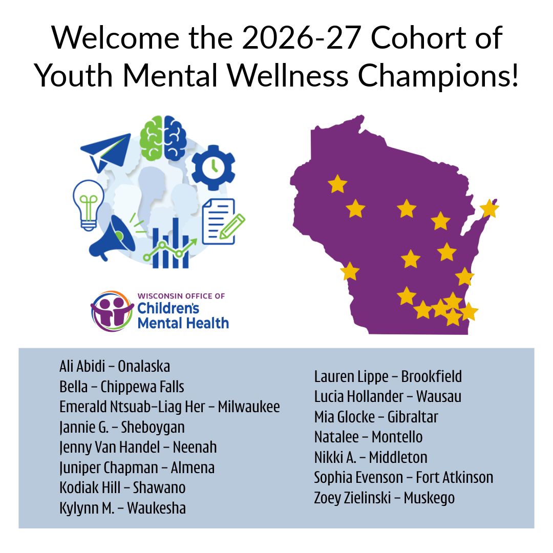 Map and listing of Youth Mental Wellness Champions for the 2026-27 Cohort.